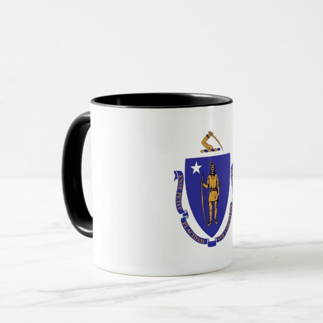 Black Combo Mugg med flagga of Massachusetts, USA (Framsida vänster)