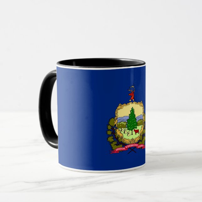 Black Combo Mugg med flagga of Vermont, USA (Framsida vänster)