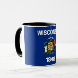 Black Combo Mugg med flagga of Wisconsin, USA