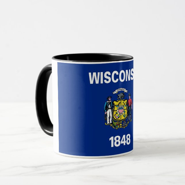 Black Combo Mugg med flagga of Wisconsin, USA (Framsida vänster)