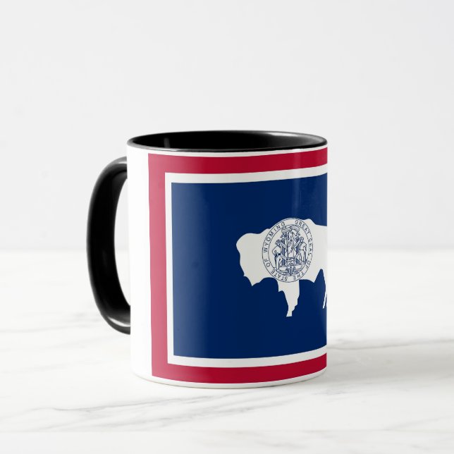 Black Combo Mugg med flagga of Wyoming, USA (Framsida vänster)