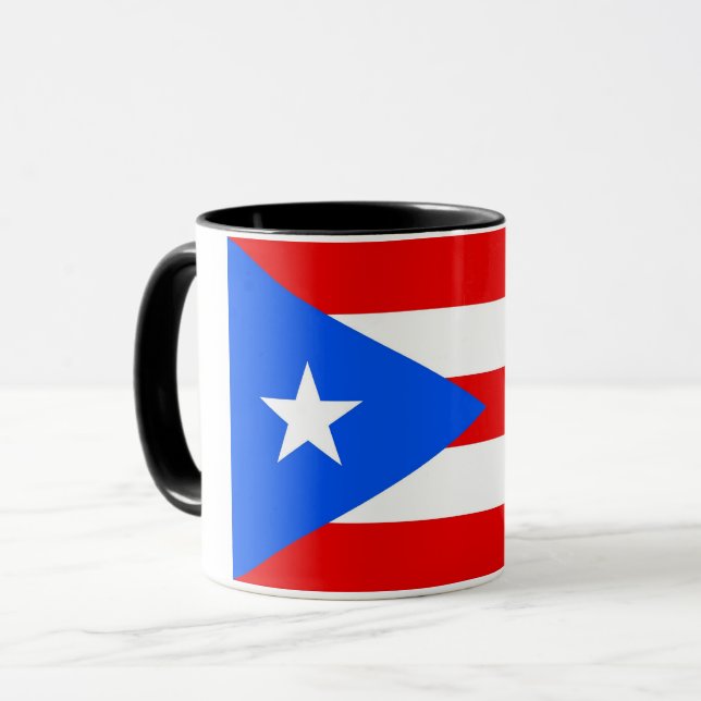 Black Combo Mugg med flagga Puerto Rico, USA (Framsida vänster)