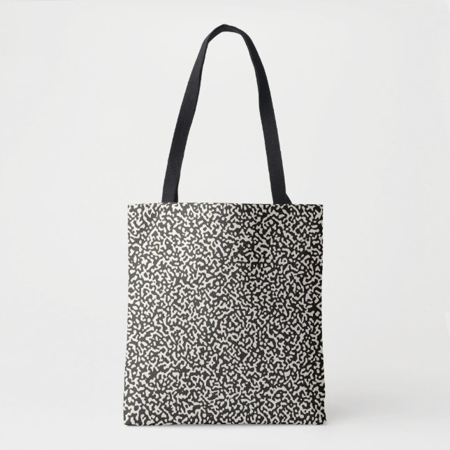 Black Composition Bok Seamless Mönster Tote Bag Tygkasse (Framsida)