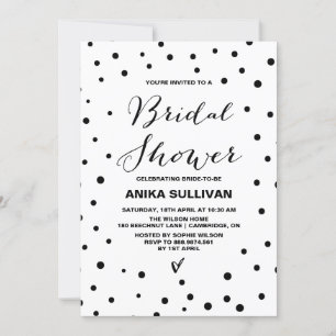 Black Confetti Dots Inbjudningskort för möhippan