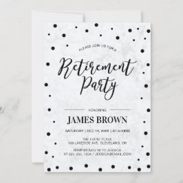 Black Confetti & Marble | Modern Pension Party Inbjudningar