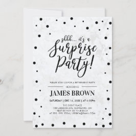 Black Confetti & Marble Surprise Pension Party Inbjudningar
