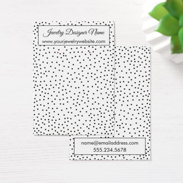 Black Confetti on White Earring Holder Visning Visitkort (Skivbord)