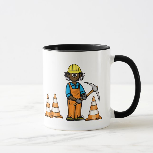 Black Construction Worker Namn Mugg (Höger)