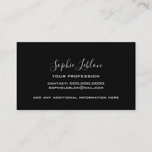 Black Contact Card with handwritten name (Framsida)