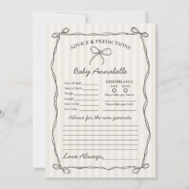 Black Coquette Bow Advice for Baby Shower Card Inbjudningar