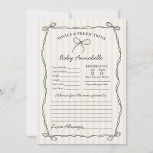 Black Coquette Bow Advice for Baby Shower Card Inbjudningar