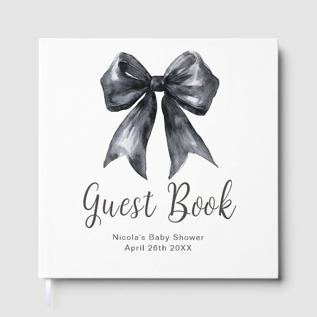 Black Coquette Bow Baby Shower Guest Book Gästböcker (Framsida)