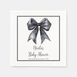 Black Coquette Bow Baby Shower Pappersservett