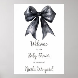 Black Coquette Bow Baby Shower Poster