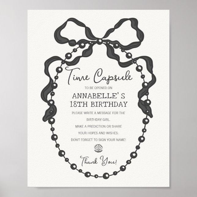 Black Coquette Bow Bday Time Capsule Poster (Framsidan)