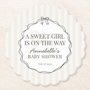 Black Coquette Bow Beige Baby Shower Underlägg Papper