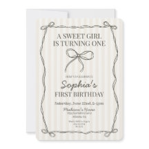 Black Coquette Bow Beige Stripe-Födelsedagsfest