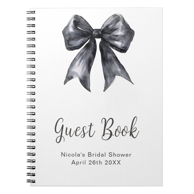 Black Coquette Bow Bridal Shower Guest Book Anteckningsbok (Framsidan)