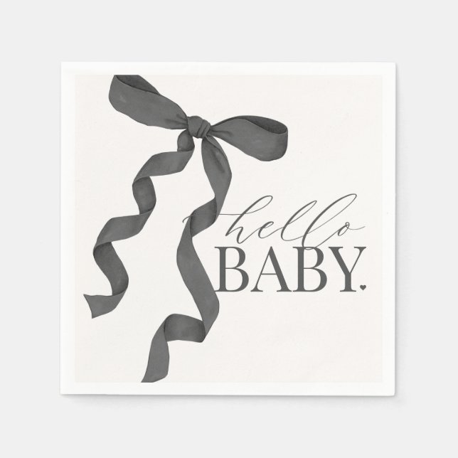 Black Coquette Bow Girl Baby Shower Decor Pappersservett (Framsidan)