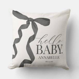 Black Coquette Bow Girl Baby Shower Gift Kudde
