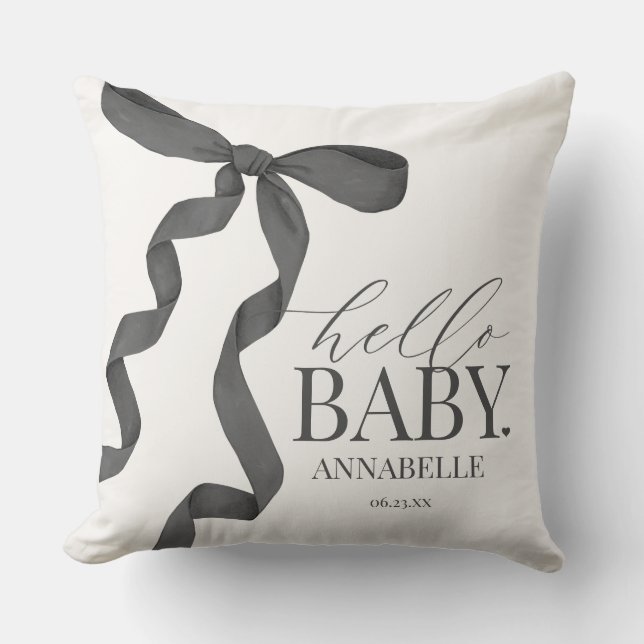 Black Coquette Bow Girl Baby Shower Gift Kudde (Framsida)
