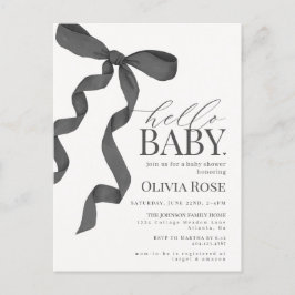Black Coquette Bow Girl Baby Shower Inbjudan