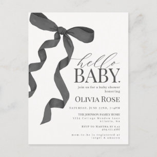 Black Coquette Bow Girl Baby Shower Inbjudan