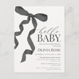 Black Coquette Bow Girl Baby Shower Inbjudan