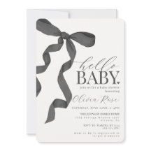 Black Coquette Bow Girl Baby Shower Inbjudan