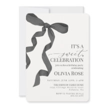 Black Coquette Bow Girl Födelsedagsfest inbjudan