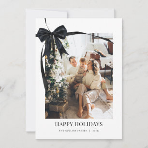 Black Coquette Bow Helgdag Photo jul Card Julkort