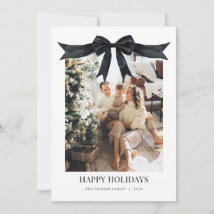 Black Coquette Bow Photo jul Card Julkort