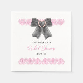 Black Coquette Bow Rosa Snöre Möhippa Pappersservett