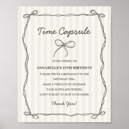 Black Coquette Bow Time Capsule Birthday Game Poster