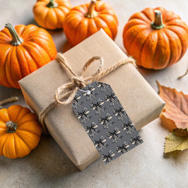 Black Coquette Bows på Grått Halloween Gift-Märkre Presentetikett