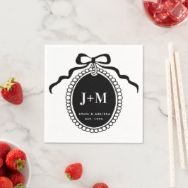 Black Coquette Monogram Charm Pappersservett