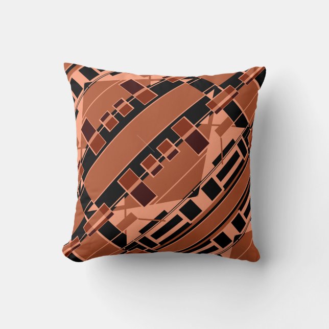 Black Coral Brown Terracotta Diagonal Shapes Motif Kudde (Framsida)