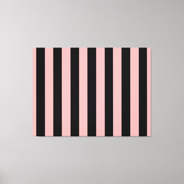 Black & Coral Pink Striped Canvas Wall Art (Framsida)
