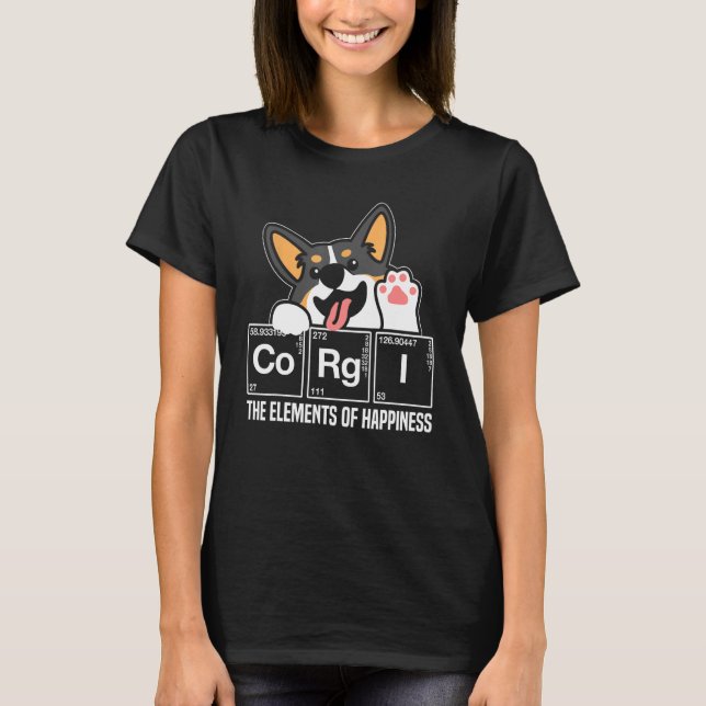 Black Corgi Periodic Table Chemistry Science Teach T Shirt (Framsida)