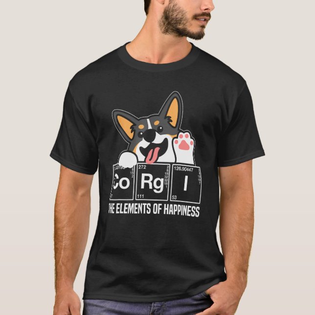 Black Corgi Periodic Table Chemistry Science Teach T Shirt (Framsida)
