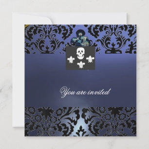 BLACK CORSAIR SKULL & FLEUR DE LIS MONOGRAM Blue Inbjudningar