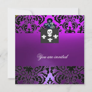 BLACK CORSAIR SKULL & FLEUR DE LIS MONOGRAM lila Inbjudningar