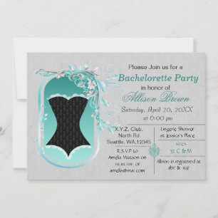 Black corset elegant bachelorette Party inbjudan