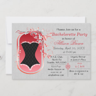 Black corset elegant bachelorette Party inbjudan