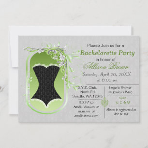 Black corset elegant bachelorette Party inbjudan