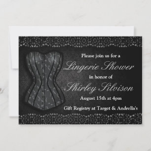 Black Corset Lingerie Inbjudningskort för möhippan