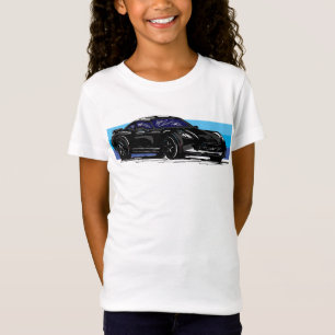 Black Corvette C7 med Blue Rand T Shirt