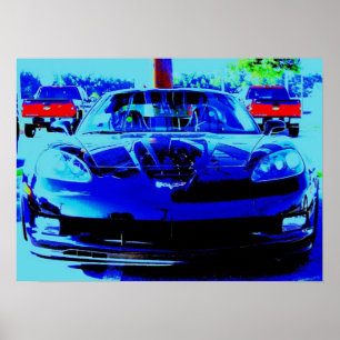 Black Corvette Z06 från framsidan...ändrat foto Poster