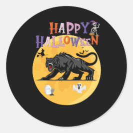 black cougar on halloween night runt klistermärke