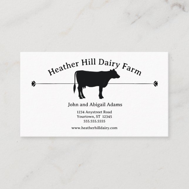 Black Cow Dairy Farm Farmer Ranch Land Visitkort (Framsida)